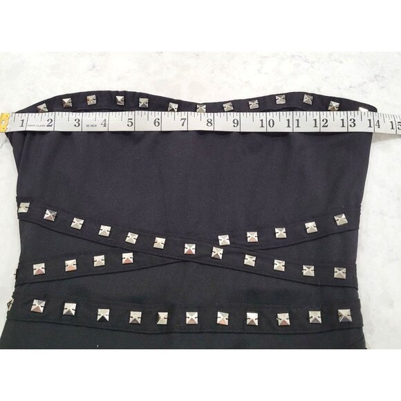 XXI by Forever 21 Black Studded Bodycon Sleeveless Mini Dress Size SP - Picture 8 of 11